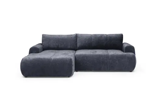 Ecksofa - Longchair links mit 2-Sitzer, Stoff, Dunkelblau