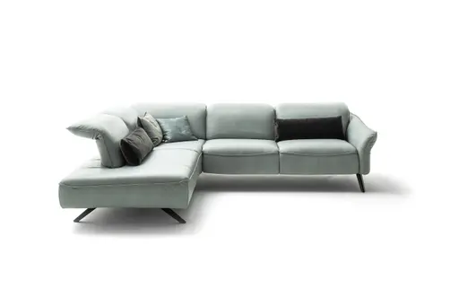 Ecksofa Bormio - Ecke links mit 2,5-Sitzer inklusive motorischer Fußteilverstellung, Leder, Jade