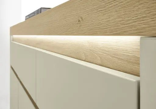 TV-Lowboard - mit Beleuchtung, B ca. 154 cm, Kaschmir, Stone Eiche Nachbildung