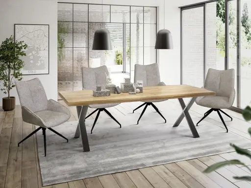 Stuhl MAUREEN - drehbar, Stoff, Creme