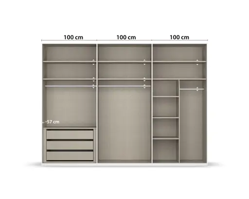 Drehtürenschrank - B. ca. 301 cm, Hochglanz Weiß