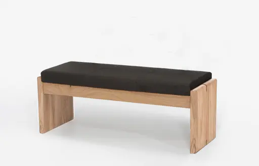 Polsterbank - mit Truhe, Breite ca. 130 cm, Stoff, dunkelbraun, Eiche massiv