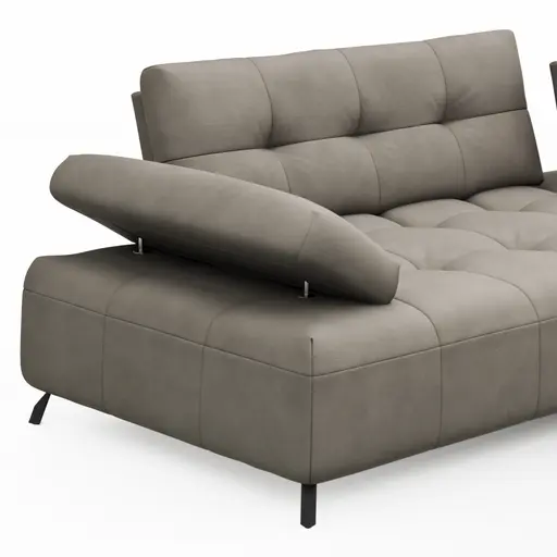 Ecksofa Comodo - 2-sitzer, Longchair rechts, Leder, Taupe