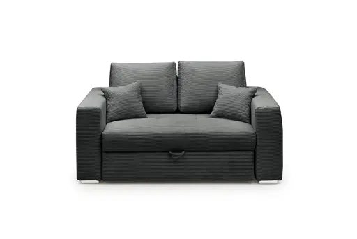  Sofa JORDEN 2 - 2-Sitzer inkl. Schlaffunktion mit Bettkasten, Cord, Dunkelgrau