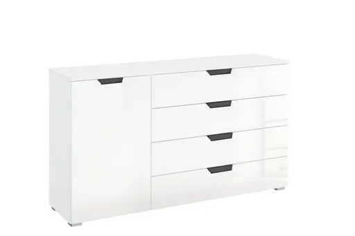 Kommode ROMED- Weiß, Glas Weiß