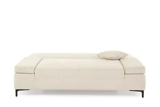 Sofa JEREMO - 2-Sitzer inkl. Schlaffunktion und Armlehnen verstellbar, Stoff, Creme