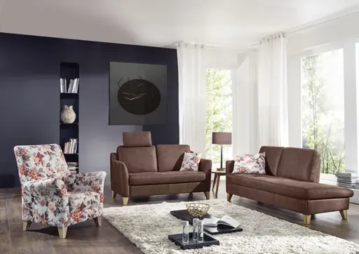 Sofa - Recamiere Links, Stoff, Braun