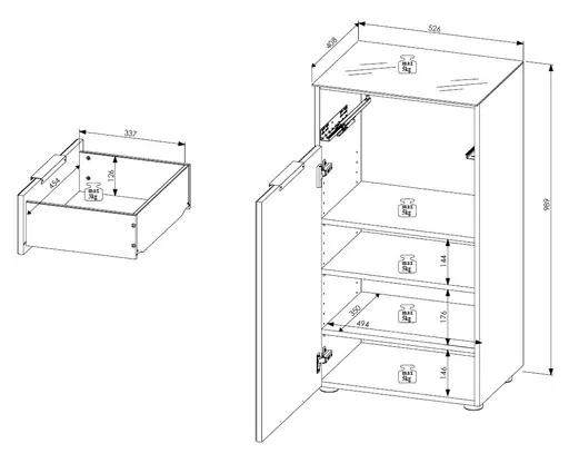 Schuhschrank - B ca. 53 cm, Weiß