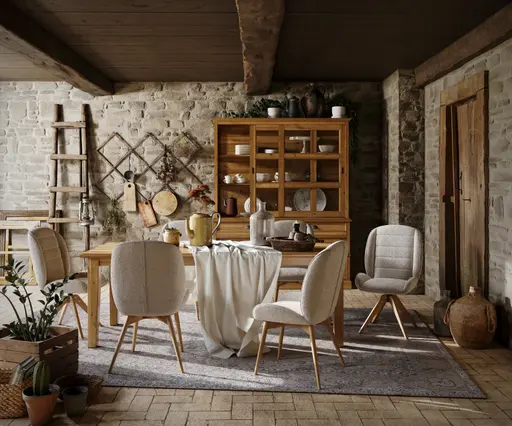 Stuhl Alara - drehbar, Stoff, Weiß