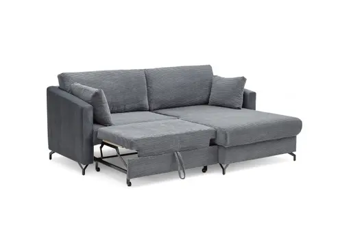 Ecksofa - 1,5-Sitzer, Ecke rechts inkl. Schlaffunktion und Bettkasten, Stoff, Anthrazit