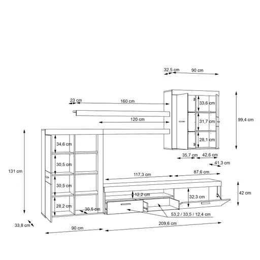 Anbauwand FRANA- Eiche Dekor, Sand