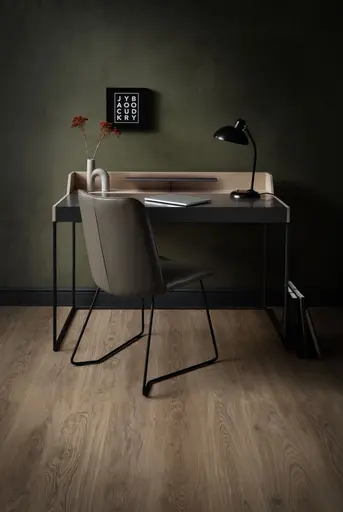 Schreibtisch - Eiche, Milk, Lack, Dunkelgrau
