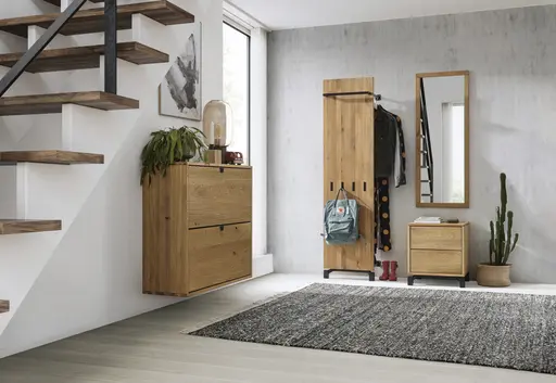 Garderobenkombination Williston - Korpus Wildeiche geölt / Front sandgestrahlt