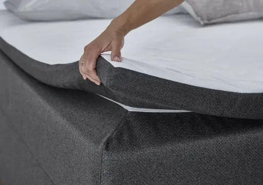 Boxspringbett- Liegefläche ca. 180x200 cm, Stoff, Silber