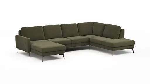Wohnlandschaft Enna - Longchair links, 2,5-Sitzer, Ecke rechts, Stoff, Olive