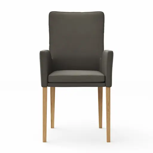 Armlehnstuhl Tuma - Leder, Graubraun