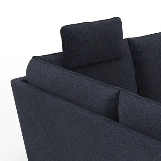 Sofa Stamford - inkl. Armlehne verstellbar und Kopfstütze, Ecksofa 2-sitzig und Abschlusshocker links mit 3,5-Sitzer, Bogen rechts, Stoff, Dunkelblau