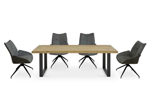 Stuhl MAUREEN - drehbar, Stoff, Grau, Braun