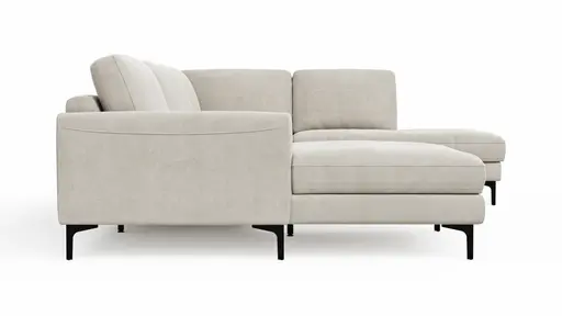 Wohnlandschaft Oviedo - Longchair links mit 2-Sitzer und Ecke rechts, Stoff, Natur