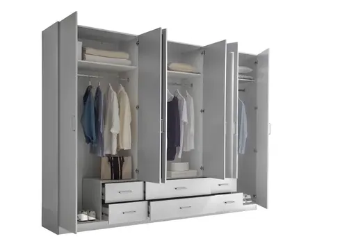 Drehtürenschrank- B ca. 271 cm, Weiß, Spiegel