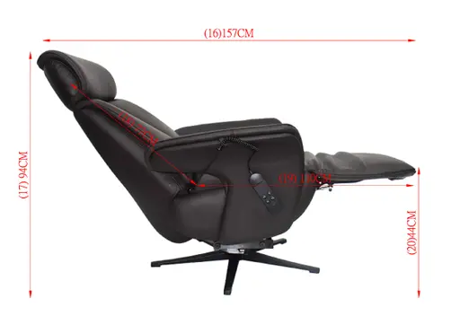 TV-Sessel MATHIS - drehbar, Aufstehhilfe, Relaxfunktion, Kopfteilverstellung, Leder, Chocolate