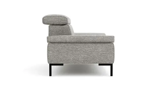 Sofa Hudson - 2,5-Sitzer inkl. Kopfteil verstellbar, Stoff, Hellgrau