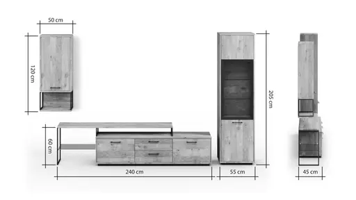 Wohnwand Savannah - Wildeiche massiv, natur geölt