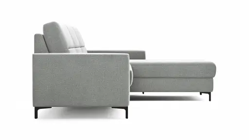 Ecksofa Merlos H - 2,5-Sitzer mit Longchair rechts inkl. Relaxfunktion (motorisch), Stoff, Grau