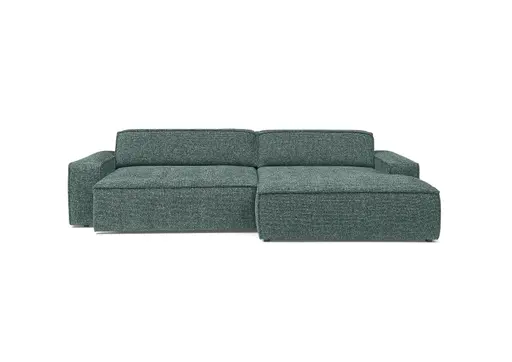 Ecksofa - 2-Sitzer mit Longchair rechts, Sitzvorzug motorisch, Stoff, Petrol