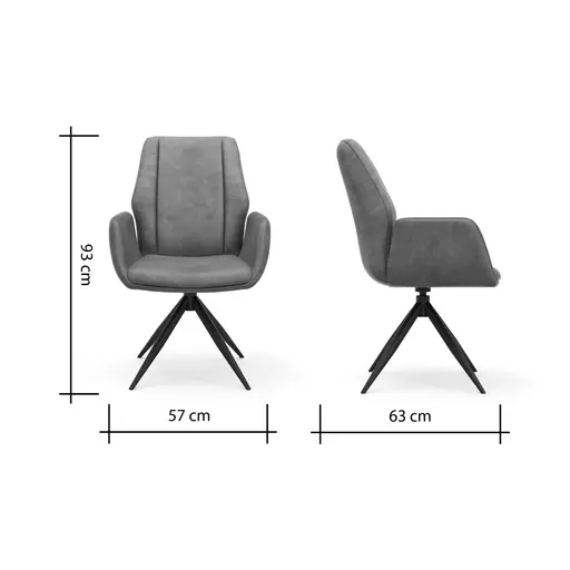 Armlehnstuhl Dalyan - drehbar, Stoff, Grau