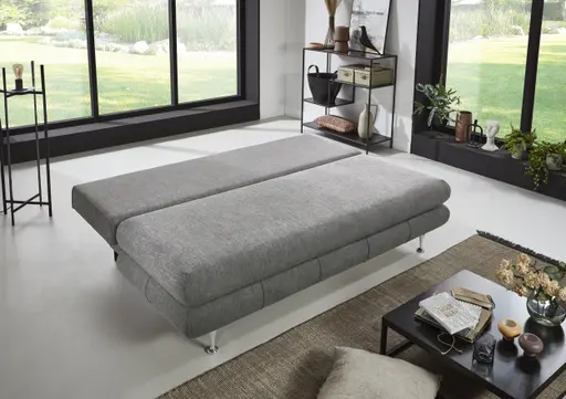 Schlafsofa- 2 Sitzer, Inkl. Bettkasten, Stoff, Grau