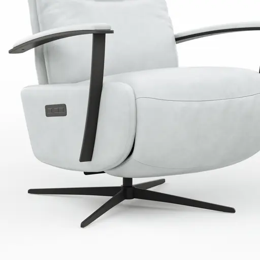 TV-Sessel Lima - Größe M, Relaxfunktion motorisch, Leder, Eisblau