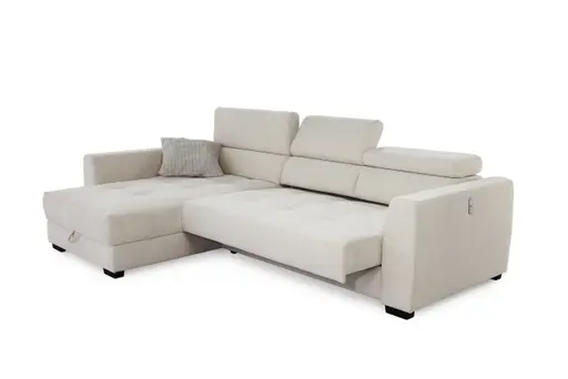 Ecksofa - 2-Sitzer, Ecke rechts, Stoff, Beige