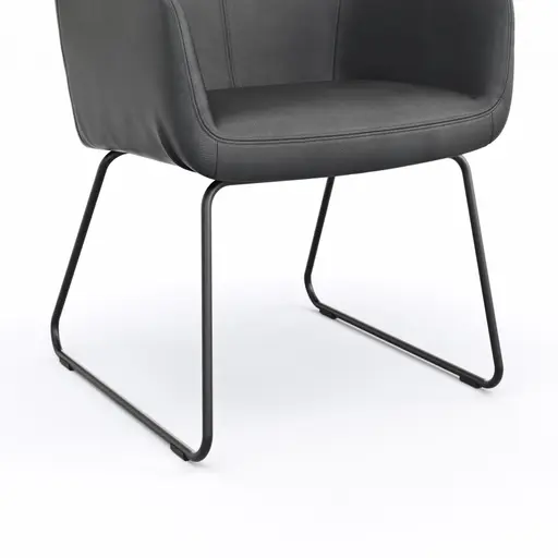 Armlehnstuhl Newcastle - Leder, Anthrazit