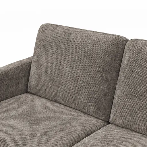 Sofa Enna - 2,5-Sitzer, Armlehne A, Stoff, Graubraun, Kufe, Schwarz