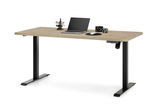 Schreibtisch - höhenverstellbar, LB ca. 160x70 cm, Eiche Nachbildung, Schwarz