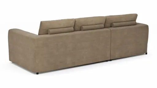 Ecksofa Stormy - Longchairs links mit 2,5-Sitzer, Stoff, Rauchbraun