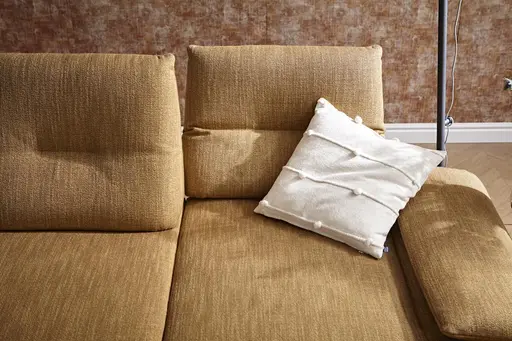 Ecksofa Lucero - 2-Sitzer mit Longchair rechts inkl. Rückenlehne/Armlehne/Sitztiefe verstellbar und drehbares Sitzelement, Stoff, Senfgelb