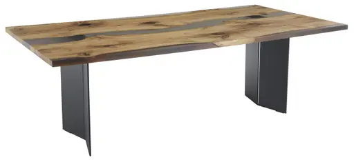 Esstisch Nera - LB ca. 220 x 110 cm, Asteiche massiv, Epoxy, Grau