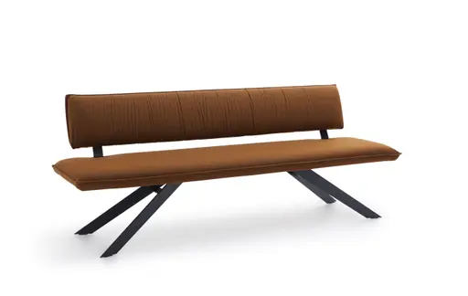 Bank Mileto - BT ca. 200x60 cm, Flachgewebe, Rost, Metallgestell, Schwarz