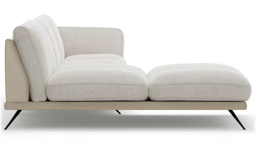 Ecksofa Valdemoro - Longchair mit 2,5-Sitzer rechts inkl. Rückenlehne verstellbar, Stoff, Creme