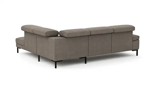 Ecksofa Hudson - 2,5-Sitzer mit Ecke rechts, inkl. Kopfteil verstellbar, Stoff, Khaki