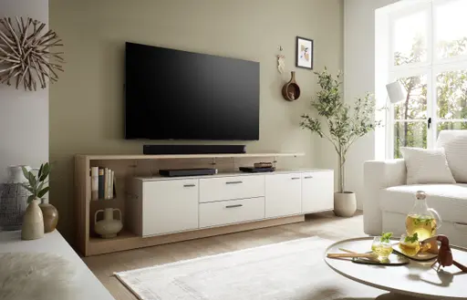 TV-Lowboard - B ca. 236 cm, Kaschmir, Cremona Eiche Torro Nachbildung