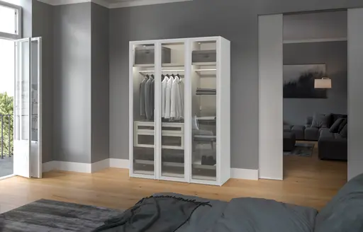 Drehtürenschrank JOIN IT- B ca. 152 cm, Weiss, Glas