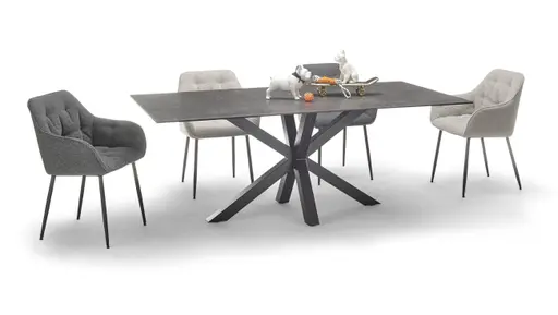 Esstisch ABBIGAIL - LB ca. 160x90 cm, Schwarz