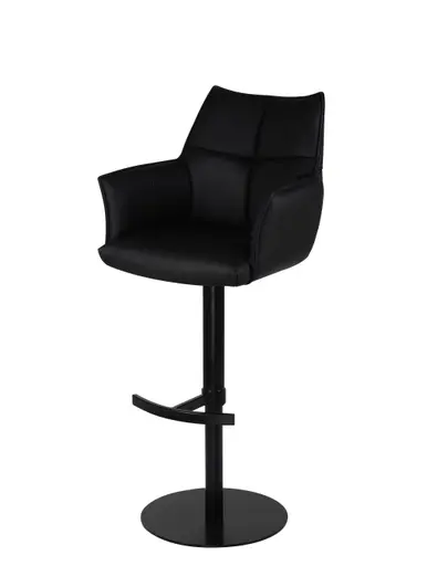 Barhocker MELE - drehbar, höhenverstellbar, Leder, Schwarz