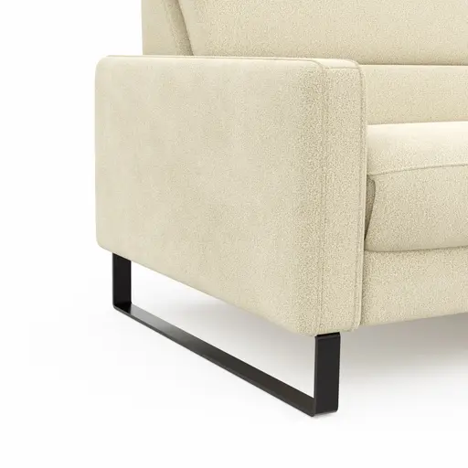 Ecksofa Valera - 3-Sitzer mit Longchair rechts inkl. Rückenlehne verstellbar, Stoff, Natur