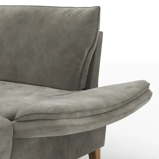 Sofa Stamford - inkl. Armlehne verstellbar und Kopfstütze, Ecksofa 2-sitzig und Abschlusshocker links mit 3,5-Sitzer, Bogen rechts, Stoff, Anthrazit