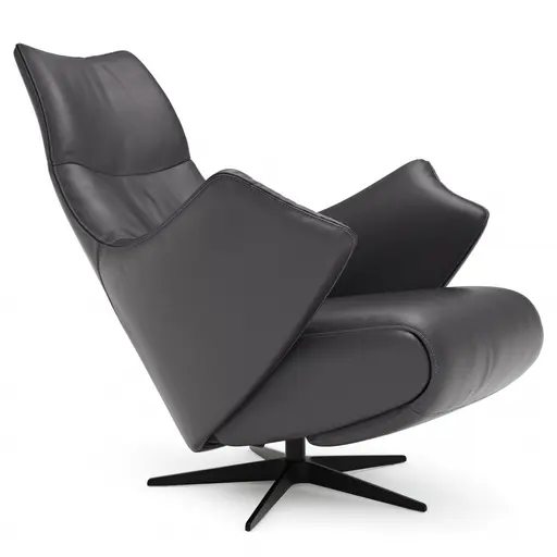 Relaxsessel Girona -  Relaxfunktion (motorisch), Leder, Schwarz