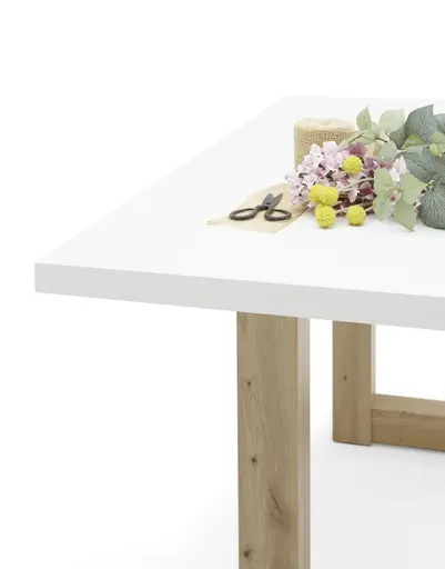 Esstisch- LB ca. 160x90 cm, Weiß, Eiche Dekor